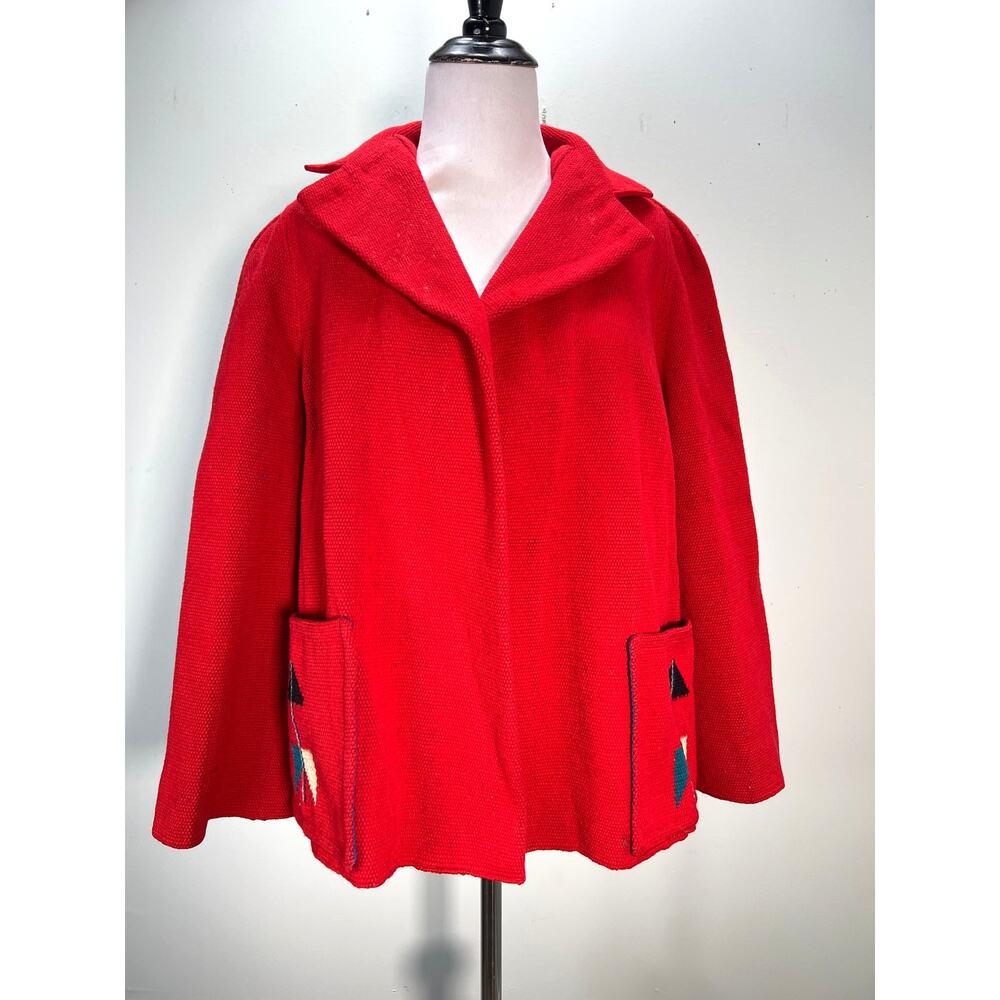 Vtg Chimayo Jacket Medium Red Multicolor Hand Wov… - image 3